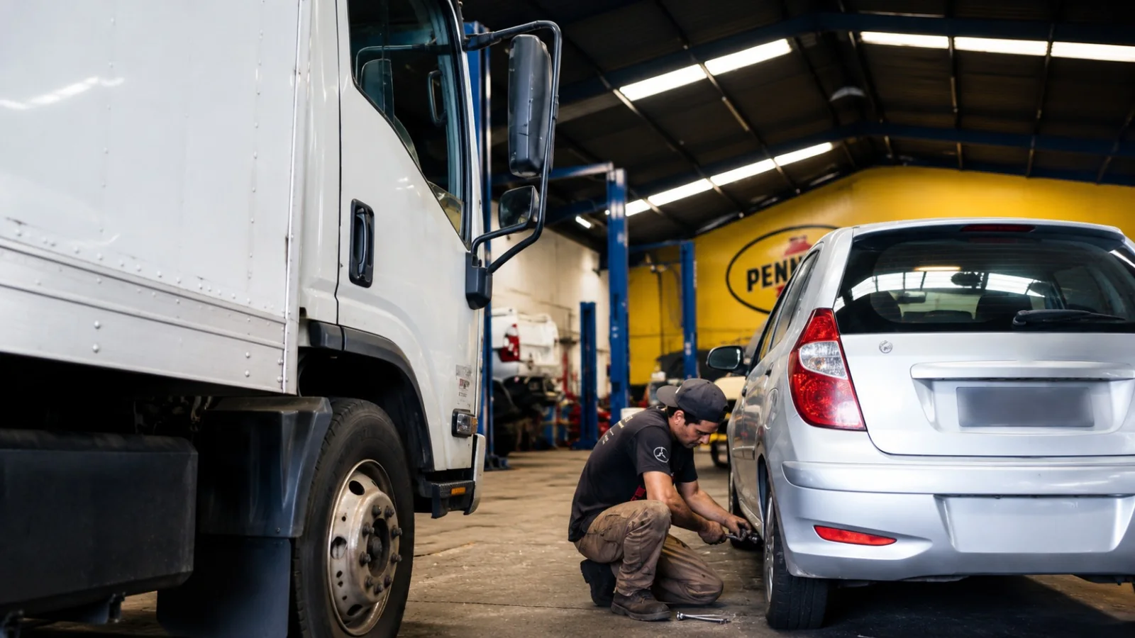 Técnico realizando servicio en una rueda